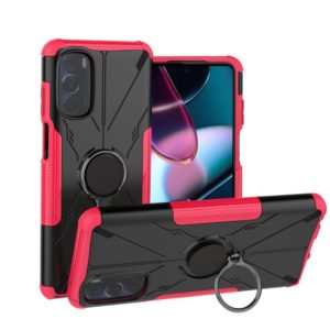 For Motorola Moto G Stylus 2022 Armor Bear Shockproof PC + TPU Phone Case with Ring(Rose Red) (OEM)