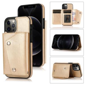 For iPhone 12 / 12 Pro Shockproof PU + TPU Leather Case with Card Slots & Holder & Photo Frame & Wallet & Lanyard(Gold) (OEM)