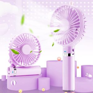 S2 Portable Foldable Handheld Electric Fan, with 3 Speed Control & Night Light (Purple) (OEM)