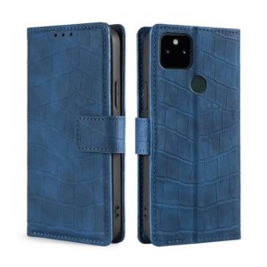 For Google Pixel 5A Skin Feel Crocodile Texture Magnetic Clasp Horizontal Flip PU Leather Case with Holder & Card Slots & Wallet(Blue) (OEM)