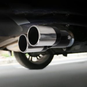 Universal Car Styling Stainless Steel Straight Double Outlets Exhaust Tail Muffler Tip Pipe(Black) (OEM)