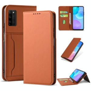 For Huawei Honor 30 Lite Strong Magnetism Liquid Feel Horizontal Flip Leather Case with Holder & Card Slots & Wallet(Brown) (OEM)