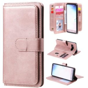 For Samsung Galaxy S10 Multifunctional Magnetic Copper Buckle Horizontal Flip Solid Color Leather Case with 10 Card Slots & Wallet & Holder & Photo Frame(Rose Gold) (OEM)