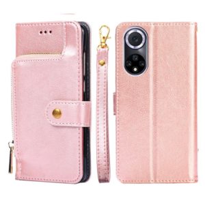 For Huawei nova 9 Zipper Bag PU + TPU Horizontal Flip Leather Phone Case(Rose Gold) (OEM)