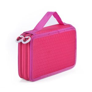 Square Two-Layer Sketch Colorful Lead 35-Hole Stationery Bag(Rose Red) (OEM)