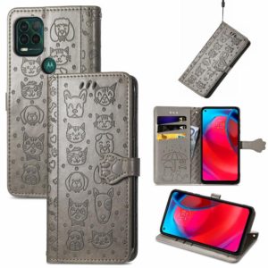 For Motorola MOTO G Stylus 5G Cute Cat and Dog Embossed Horizontal Flip Leather Case with Holder & Card Slots & Wallet & Lanyard(Gray) (OEM)