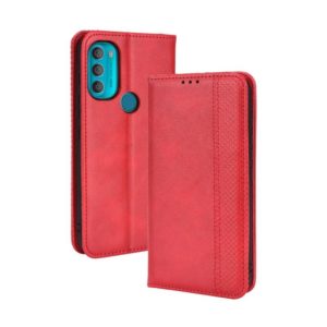 For Motorola Moto G71 5G Magnetic Buckle Retro Crazy Horse Leather Phone Case(Red) (OEM)