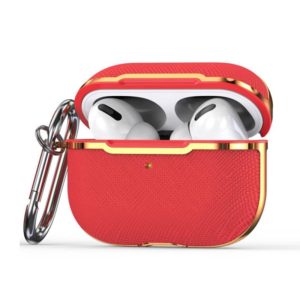 Plated Fabric PC Protective Cover Case For AirPods Pro(Red + Gold) (OEM)