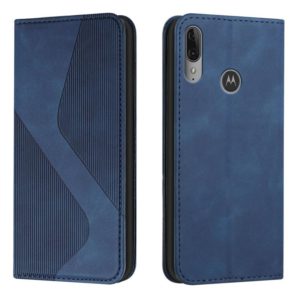 For Motorola Moto E6 Plus Skin Feel Magnetic S-type Solid Color Horizontal Flip Leather Case with Holder & Card Slot & Wallet(Blue) (OEM)