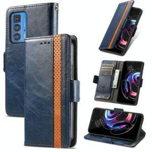 For Motorola Edge 20 Pro CaseNeo Business Splicing Dual Magnetic Buckle Horizontal Flip PU Leather Case with Holder & Card Slots & Wallet(Blue) (OEM)