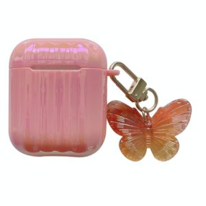 Color Plated PC Earphone Case with Butterfly Clasp For AirPods 1 / 2(Pink) (OEM)