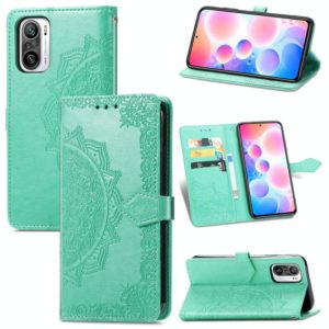 Halfway Mandala Embossing Pattern Horizontal Flip Leather Case with Holder & Card Slots & Wallet & Lanyard For Xiaomi Redmi Note 10 Pro(Green) (OEM)