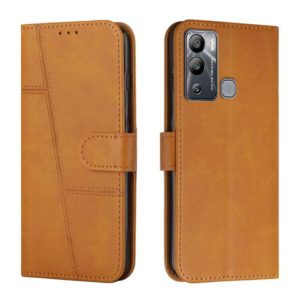 For Infinix Hot 12i Stitching Calf Texture Buckle Leather Phone Case(Yellow) (OEM)