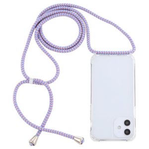 For iPhone 12 mini Transparent Acrylic Airbag Shockproof Phone Protective Case with Lanyard (Purple Blue Apricot) (OEM)