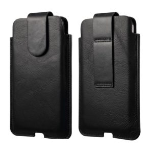 Universal Cow Leather Vertical Mobile Phone Leather Case Waist Bag For 7.2 inch and Below Phones(Black) (OEM)