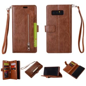 For Samsung Galaxy Note8 Multifunctional Zipper Horizontal Flip Leather Case with Holder & Wallet & 9 Card Slots & Lanyard(Brown) (OEM)