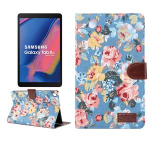 Flower Cloth Texture PC Horizontal Flip Leather Protective Case for Galaxy Tab A 8 (2019) P200 / P205 , with Holder & Card Slots & Wallet & Photo Frame(Blue) (OEM)
