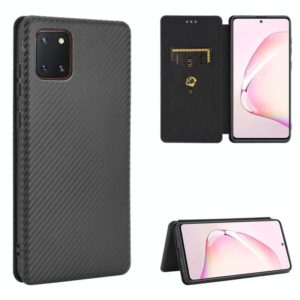 For Samsung Galaxy A81 / M60s / Note 10 Lite Carbon Fiber Texture Horizontal Flip TPU + PC + PU Leather Case with Rope & Card Slot(Black) (OEM)