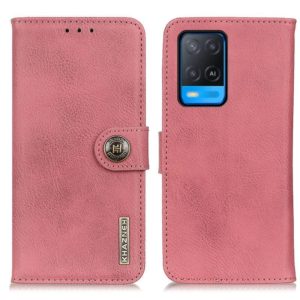 For OPPO A54 4G KHAZNEH Cowhide Texture Horizontal Flip Leather Case with Holder & Card Slots & Wallet(Pink) (OEM)