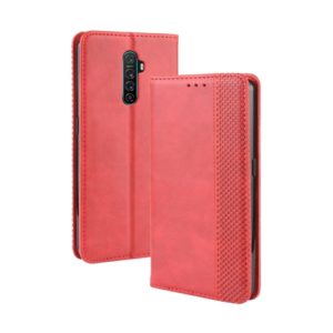 For Oppo Reno Ace Magnetic Buckle Retro Crazy Horse Texture Horizontal Flip Leather Case with Holder & Card Slots & Photo Frame(Red) (OEM)