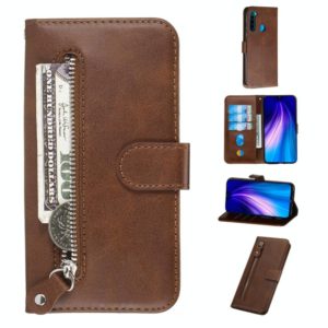 For Xiaomi Redmi Note 8 Fashion Calf Texture Zipper Horizontal Flip PU Leather Case, with Holder & Card Slots & Wallet(Brown) (OEM)