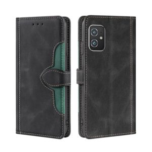 For Asus ZenFone8 ZS590KS Skin Feel Straw Hat Magnetic Buckle Leather Phone Case(Black) (OEM)
