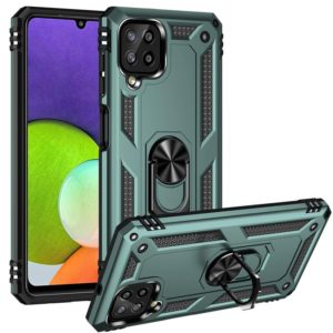 For Samsung Galaxy A22 4G Shockproof TPU + PC Protective Case with 360 Degree Rotating Holder(Dark Green) (OEM)