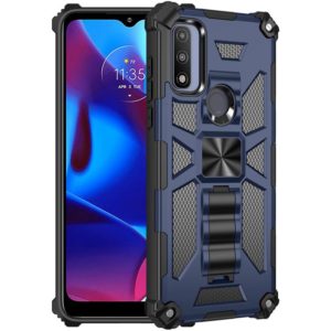 For Motorola G Pure Armor Shockproof TPU + PC Magnetic Phone Case with Holder(Blue) (OEM)