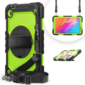 For Huawei MatePad T8 Shockproof Colorful Silicone + PC Protective Case with Holder & Shoulder Strap & Hand Strap(Black Yellow Green) (OEM)