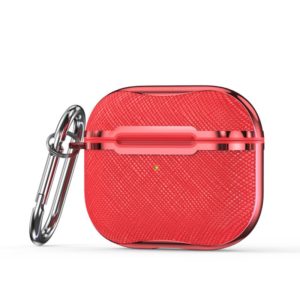 Cloth Texture Electroplating Frame Earphone Protective Case with Hook For AirPods 3(Red) (OEM)