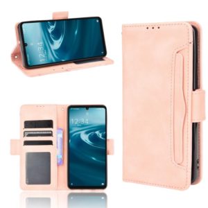 For Sharp Aquos Sense6 Skin Feel Calf Pattern Horizontal Flip Leather Case with Holder & Card Slots & Photo Frame(Pink) (OEM)