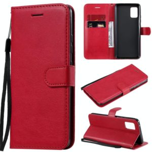 For Samsung Galaxy A51 5G Solid Color Horizontal Flip Protective Leather Case with Holder & Card Slots & Wallet & Photo Frame & Lanyard(Red) (OEM)