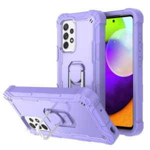For Samsung Galaxy A52 5G / 4G PC + Rubber 3-layers Shockproof Protective Case with Rotating Holder(Purple) (OEM)