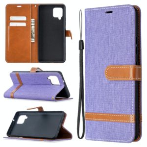 For Samsung Galaxy A42 5G Color Matching Denim Texture Horizontal Flip Leather Case with Holder & Card Slots & Wallet & Lanyard(Purple) (OEM)