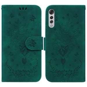 For LG Velvet / G9 5G / 4G Butterfly Rose Embossed Leather Phone Case(Green) (OEM)