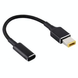 PD 100W 18.5-20V Square Plug to USB-C / Type-C Adapter Nylon Braid Cable for Lenovo (OEM)