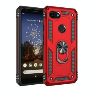 For Google Pixel 3a XL Shockproof TPU + PC Protective Case with 360 Degree Rotating Holder(Red) (OEM)