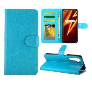 For OPPO Realme6 Pro Crazy Horse Texture Leather Horizontal Flip Protective Case with Holder & Card Slots & Wallet & Photo Frame(baby Blue) (OEM)