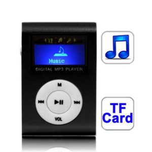 TF / Micro SD Card Slot MP3 Player with LCD Screen, Metal Clip(Black) (OEM)