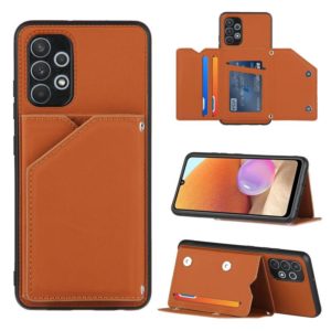 For Samsung Galaxy A32 4G (EU Version) Skin Feel PU + TPU + PC Back Cover Shockproof Case with Card Slots & Holder & Photo Frame(Brown) (OEM)