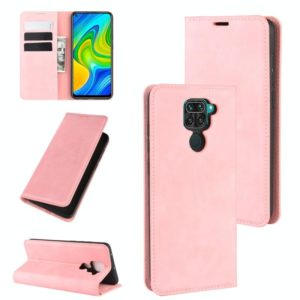 For Xiaomi Redmi Note 9/10X 4G Retro-skin Business Magnetic Suction Leather Case with Holder & Card Slots & Wallet(Pink) (OEM)