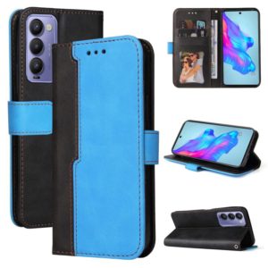 For Tecno Camon 18/18 P Stitching-Color Horizontal Flip Leather Case(Blue) (OEM)