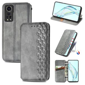 For ZTE Axon 30 5G Cubic Grid Pressed Horizontal Flip Magnetic PU Leather Case with Holder & Card Slots & Wallet(Grey) (OEM)
