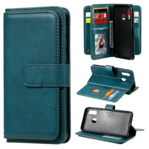 For Samsung Galaxy A20e Multifunctional Magnetic Copper Buckle Horizontal Flip Solid Color Leather Case with 10 Card Slots & Wallet & Holder & Photo Frame(Dark Green) (OEM)