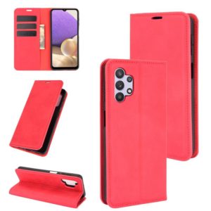 For Samsung Galaxy A32 5G Retro-skin Business Magnetic Suction Leather Case with Holder & Card Slots & Wallet(Red) (OEM)