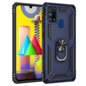 For Samsung Galaxy M31 Shockproof TPU + PC Protective Case with 360 Degree Rotating Holder(Blue) (OEM)