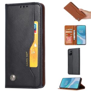 For OnePlus 8T Knead Skin Texture Horizontal Flip Leather Case with Photo Frame & Holder & Card Slots & Wallet(Black) (OEM)
