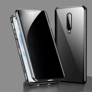 For OnePlus 8 Four-corner Shockproof Anti-peeping Magnetic Metal Frame Double-sided Tempered Glass Case(Black) (OEM)