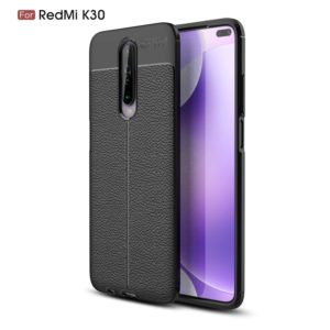 For Xiaomi Redmi K30 Litchi Texture TPU Shockproof Case(Black) (OEM)