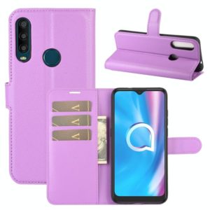 For Alcatel 1SE 2020 Litchi Texture Horizontal Flip Protective Case with Holder & Card Slots & Wallet(Purple) (OEM)
